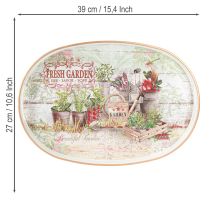 tételeket Ovális fogantyús tálca Fresh Garden Vintage 39x27x3,5cm