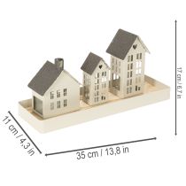 tételeket Világítóház szett fémből, három ház tálcán, 35 cm, 1 szett
