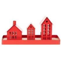 tételeket Fém mécsestartó, piros, tálcával, 35 cm, 1 szett