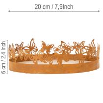 tételeket Tálca pillangókkal, rugós, asztaldísz, fém dekoráció, rozsdás felület, Ø20cm M6.5cm