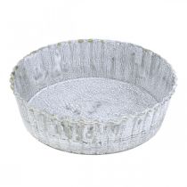 tételeket Keksz alakú fém tányér, kerek dísztálca, asztali dekoráció mosott fehér Ø14cm H4cm
