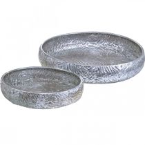 tételeket Dekoratív tál ezüst kerek antik megjelenésű fém Ø50/38cm 2 db-os készlet