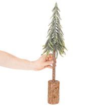 tételeket Műfenyő, jeges felülettel, fa talppal, téli dekorációval, 60cm
