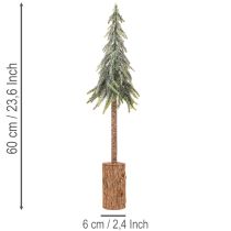 tételeket Műfenyő, jeges felülettel, fa talppal, téli dekorációval, 60cm