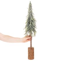 tételeket Műfenyő, jeges, díszfa fa talapzaton téli és karácsonyi dekorációhoz, 75cm