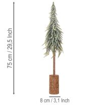 tételeket Műfenyő, jeges, díszfa fa talapzaton téli és karácsonyi dekorációhoz, 75cm