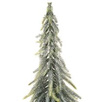 tételeket Műfenyő, jeges, díszfa fa talapzaton téli és karácsonyi dekorációhoz, 75cm