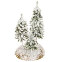 tételeket Hóval borított fenyőfák, mű téli táj karácsonyi faluba és asztaldísznek, 29 cm