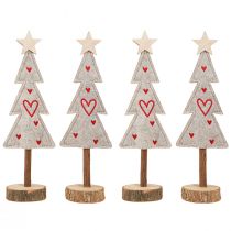 tételeket Nemezdíszből készült karácsonyfa szívekkel szürke piros 28cm 4 db