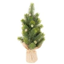 tételeket Műfenyő jutazsákban, kis asztaldísz, mini karácsonyfa, 38cm