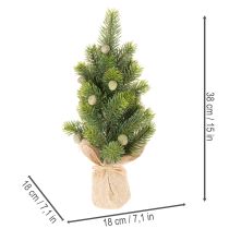 tételeket Műfenyő jutazsákban, kis asztaldísz, mini karácsonyfa, 38cm