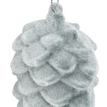 tételeket Fenyőtobozok, szürke színűre bolyhozott, 11,5 cm, 6 darab, díszítéssel
