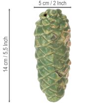 tételeket Kerámia fenyőtoboz dekoráció, asztaldísz, őszi, 14cm, 3 darab