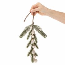 tételeket Műfenyőág fehér mini karácsonyfadíszekkel, 46 cm, 2 darab