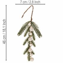 tételeket Műfenyőág fehér mini karácsonyfadíszekkel, 46 cm, 2 darab