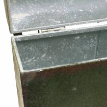 Ültetős táska tetővel és bőrszíjakkal fémszürke, barna / rozsda H28,5cm