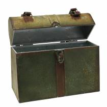 Ültetős táska tetővel és bőrszíjakkal fémszürke, barna / rozsda H28,5cm