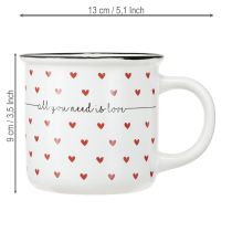 tételeket Szívecskés kerámia bögre fehér piros Ø9cm M9cm