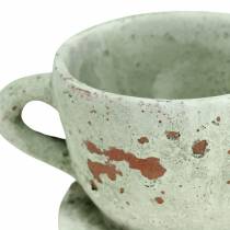 tételeket Cserepes csésze csészealjjal vintage szürke, natúr tónus Ø8cm H6,5cm 4 db
