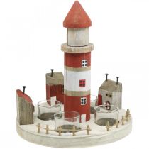 Lighthouse teamécses tartó piros, fehér 4 db mécses Ø25cm H28m