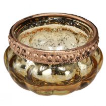 tételeket Tealight üveg pezsgő antik arany fém peremmel Ø6cm H3,5cm