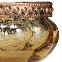 tételeket Tealight üveg pezsgő antik arany fém peremmel Ø6cm H3,5cm