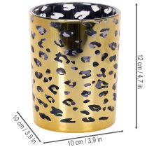 tételeket Üveg mécsestartó leopárdmintával, asztaldísznek, 12 cm