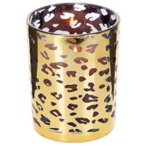 tételeket Üveg mécsestartó leopárdmintával, asztaldísznek, 12 cm
