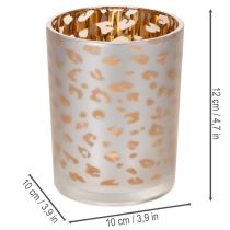 tételeket Üveg mécsestartó leopárdmintával, 12 cm