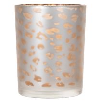 tételeket Üveg mécsestartó leopárdmintával, 12 cm