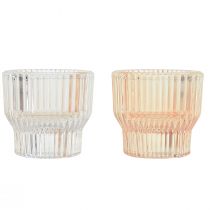 tételeket Tealight üveg teamécses tartó színezett üveg Ø5,5cm H5cm 2db