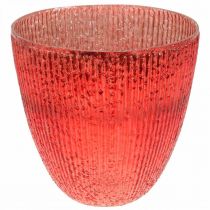 Gyertyaüveg lámpás piros üveg deko váza Ø21cm H21,5cm