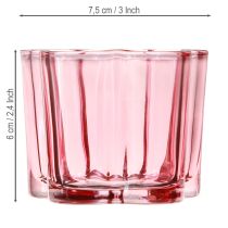 tételeket Mécsestartó virág alakú mécsestartó üvegből, rózsaszín Ø7.5cm M6cm 6db