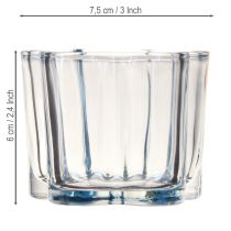 tételeket Mécsestartó üvegvirágos mécses üveg kék Ø7.5cm M6cm 6db