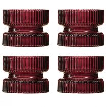 tételeket Gyertyatartó üveg díszbordás bogyó Ø9cm H7cm 4 db