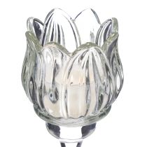 tételeket Üveg mécsestartó, dekoratív virág alakú, stílusos hangulatért, 17 cm