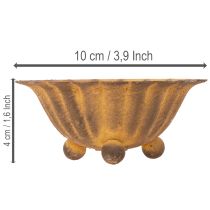 tételeket Vintage mécsestartó, kis tál, rozsdaszínű fém, Ø10cm, M4.5cm