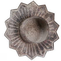 tételeket Teamécses tartó vintage teamécses ragasztáshoz szürke Ø9cm H8,5cm 4db
