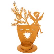 tételeket Karácsonyi mécsestartó, angyaldísz, rozsdabarna díszítés, Ø8cm M18cm