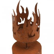 tételeket Tealámpa tartó gyertya formájú rozsda dekoráció patina fém H36cm