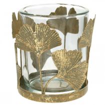 Tealámpa tartó ginkgo levelek arany ginkgo gyertyatartó asztali dekoráció Ø8,5cm