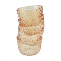 tételeket Gyertyatartó üveglámpás retro narancssárga Ø8cm H5cm 4db