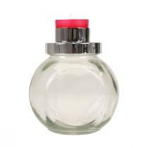 tételeket Gyertyatartó gyertyatartó üveg fém ezüst Ø10,5cm 4db