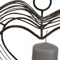 Tealámpa tartó fém függő dekoráció rozsda díszítő szív 22×7×20cm