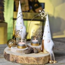 tételeket Gnome karácsonyi deco figura fehér, arany Ø6,5cm H22cm 2db