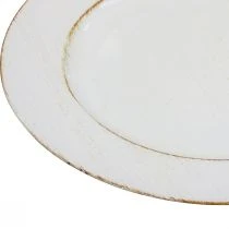 tételeket Dekoratív tányér kerek műanyag retro fehér barna fényű Ø30cm
