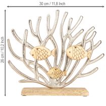 tételeket Tengerészeti asztaldísz, korall dekoráció, hal, fa, fém, H30cm