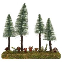Asztali dekoráció mini fenyők műfenyő erdő alap 30cm