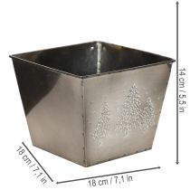 tételeket Négyzet alakú fém virágcserép fenyő motívummal, 18 cm