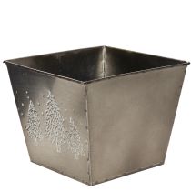 tételeket Négyzet alakú fém virágcserép fenyő motívummal, 18 cm